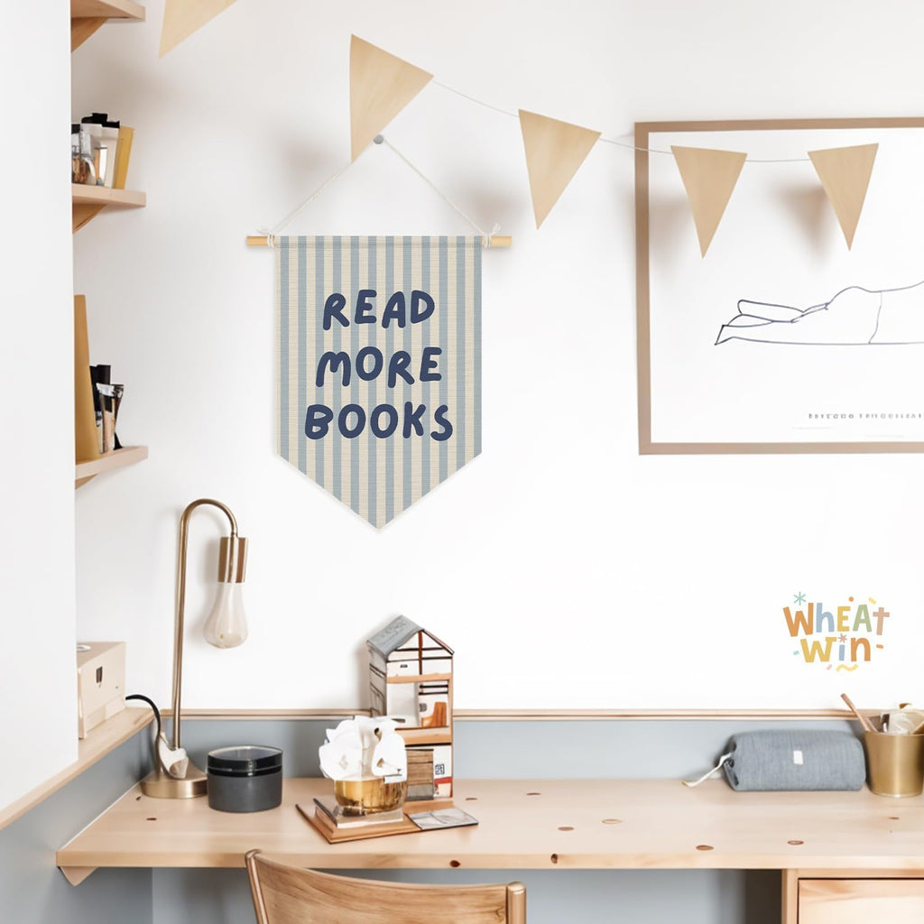 Wheatwin Classroom Reading Nook Decor, Read More Books Pennant Flag for Reading Corner Classroom Library 15x11 Inch