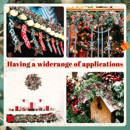295 feet christmas tinsel garland, red, green, silver showing dimensions