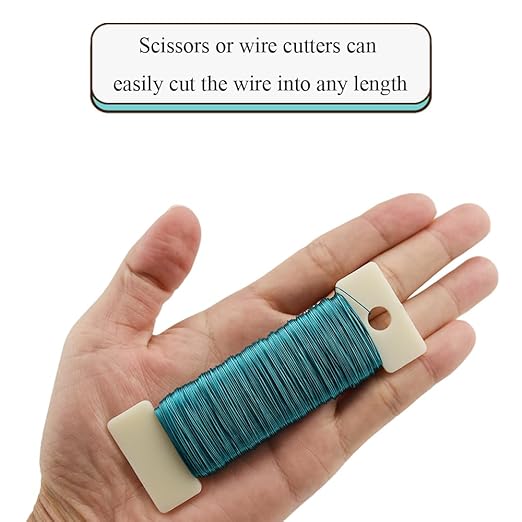 HAHIYO 26Gauge Blue Metal Floral Wire - 3 Rolls, 115 Yards (345 Feet) - Flexible Paddle Wire for Craft, Christmas Wreath, Flower Arrangement, Bouquet Wrapping, Wedding, DIY