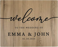 Andaz Press Large Wooden Welcome Sign for Wedding, Rustic Welcome Sign 16" x 20" Custom Names & Date, Woodland Wedding Signage, English Oak MDF Wood Finish Wedding Reception Indoor Outdoor Signs