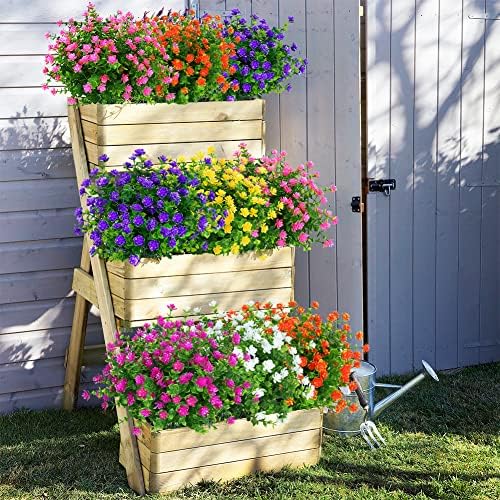 24 Bundles Outdoor Artificial Flowers UV Resistant Fake Boxwood Plants, Faux ...
