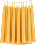 24 Pack Beeswax Taper Candles in Bulk 8 inch Tall - All Natural, 100% Pure Unscented Bee Wax Candle, Dripless, 5 Hours Burnning Time -Yellow