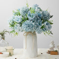 LESING Artificial Peony with Vase Silk Flowers Bouquets Fake Hydrangea Bulks for Home Table Centerpieces Wedding Decoration(Blue-1)