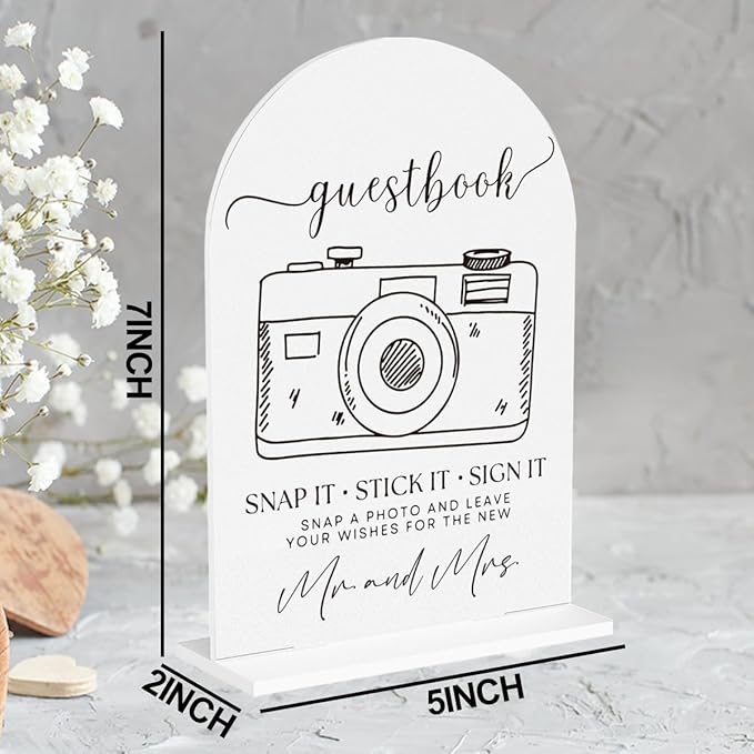 Wedding Photo Guest Book Sign, Guest Book Desk Decor for Wedding, Wedding Engagement Bridal Shower Reception Party Table Desk Acrylic Decor