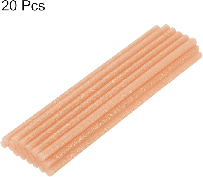 uxcell 20pcs Hot Glue Sticks for Glue Gun 7mm/0.27-inch x 8-inch Mini Hot Melt Adhesive Glue Stick Glitter Orange