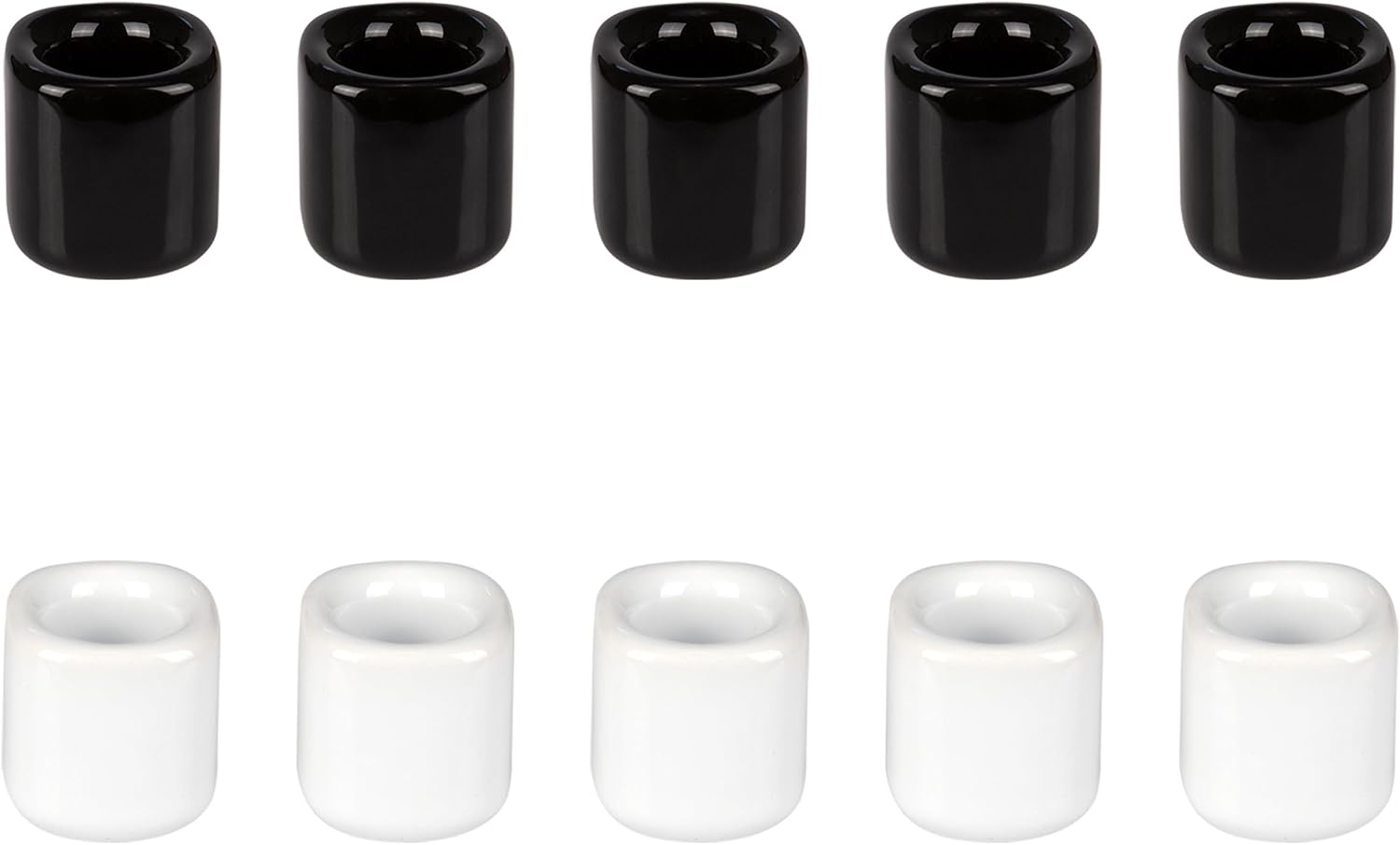 Mega Candles 10 pcs Black White 1/2 Inch Diameter Ceramic Chime Ritual Spell Candle Holders, Great for Casting Chimes, Meditation, Rituals, Spells, Vigil, Witchcraft, Wiccan Supplies