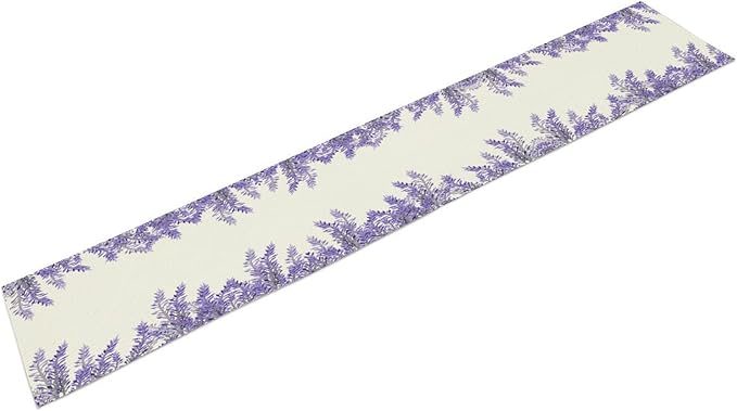 Purple Lavender Table Runner Vintage Watercolor Modern Kitchen Restaurant Decoration Suitable for Indoor and Outdoor Wedding Party Banquet Table Runner 13x108 Inch