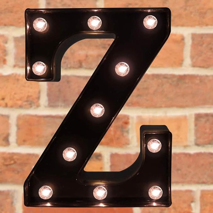 Decorative LED Illuminated Letter Marquee Sign - Alphabet Marquee Letters with Lights For Wedding Birthday Party Christmas Night Light Lamp Home Bar Decoration Z, Black