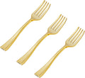 N9R 200PCS Gold Plastic Mini Forks, 4 Inches – Heavy Duty Disposable Cocktail, Dessert & Appetizer Forks, Elegant Party Serving Utensils for Tastings, Finger Foods, Weddings, Events
