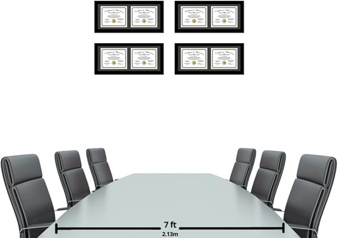 Creative Picture Frames 14X30Bk-B Black Horizontal Double Diploma Frame With 2 Opening Black Mat, Holds 2-11X14-Inch Documents With Wall Hanger