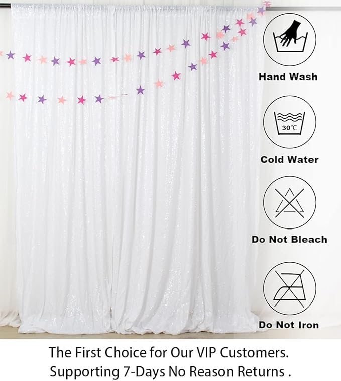 ShinyBeauty Sequin Backdrop White 10x10FT Backdrops for Photography White Wedding Drapes 10FT Baby Birthday Photo Booth Backdrop Glitter Curtain for Party Backgrounds