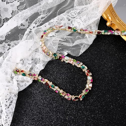 pearly jun 2 yards rhinestone trim chain crystal, front angle view