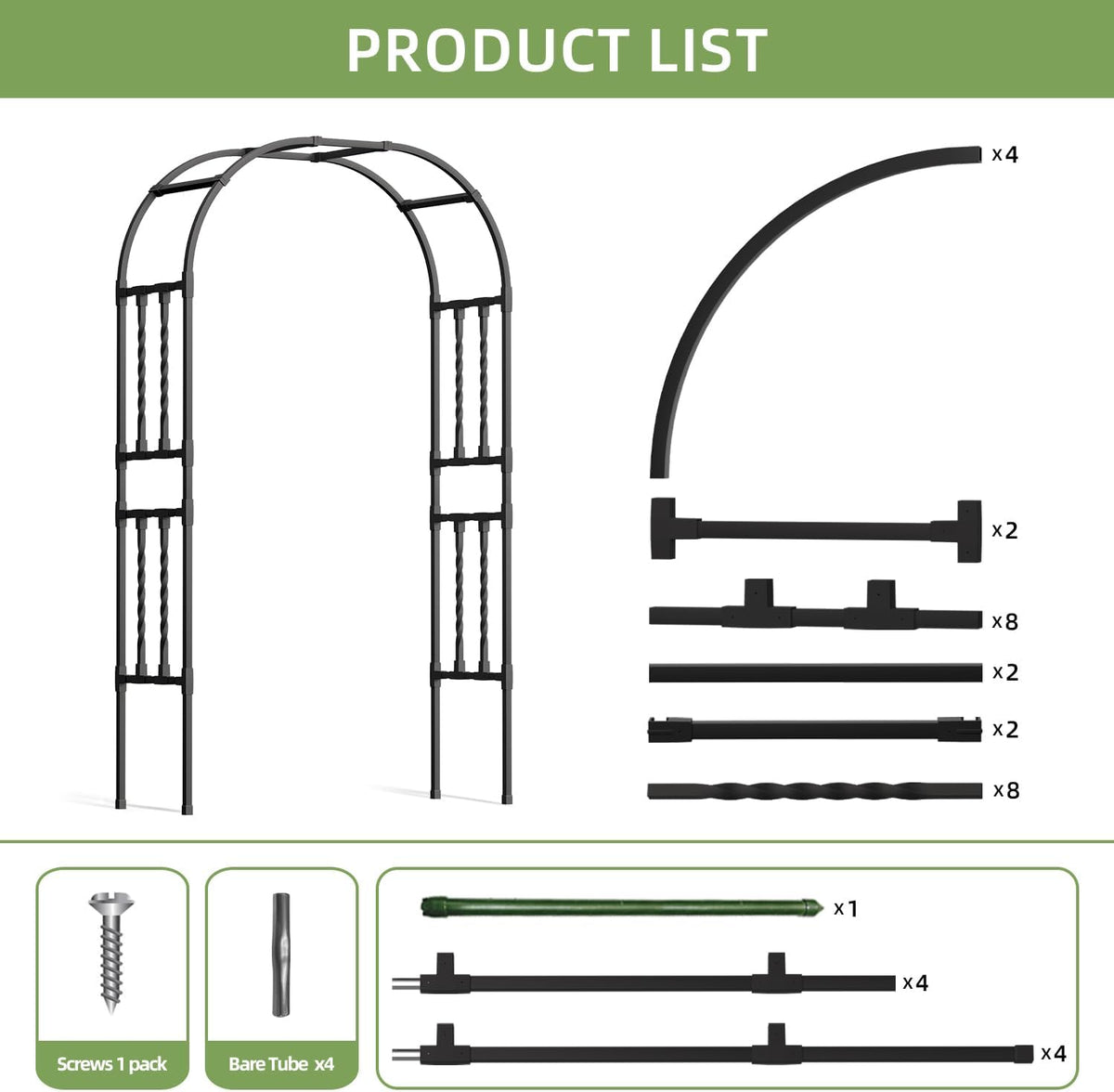 Square Tube Metal Garden Arch Trellis for Climbing Plants,4.9x7.9FT
