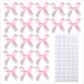 60pcs 1.7" Mini Pink Ribbon Bows Decor – Small DIY Satin Bows for Crafts, Little Bows for Gift Wrapping, Tiny Bow Stickers for Scrapbook Treats Balloon Cake Hairstyle Candle Decorations