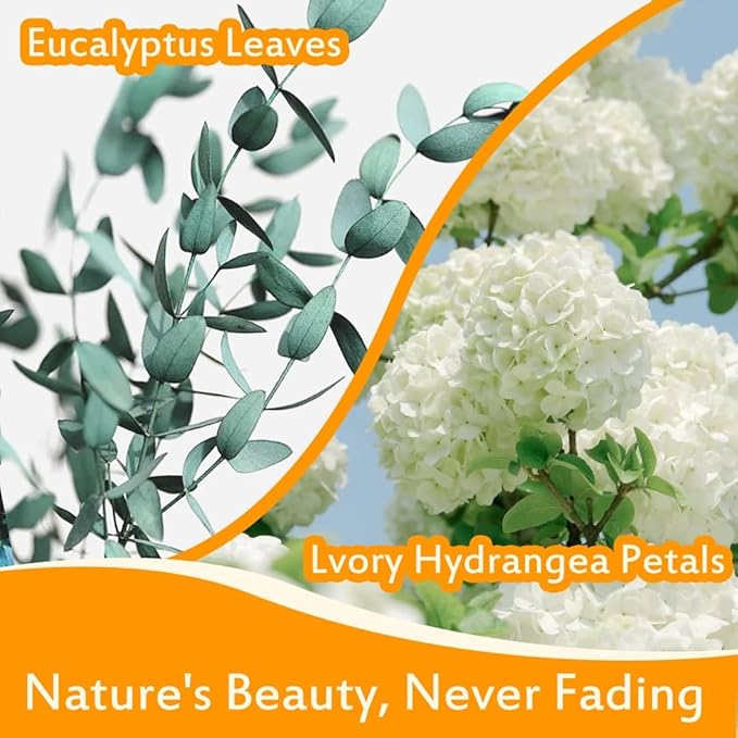 Real Dried Ivory White Hydrangea Flower & Eucalyptus Petals - 3000+ Natural Fragrant Confetti for Wedding, Flower Girl Baskets, Aisle Decor, Scented Sachets, Spring Potpourri Bags, Air Freshener