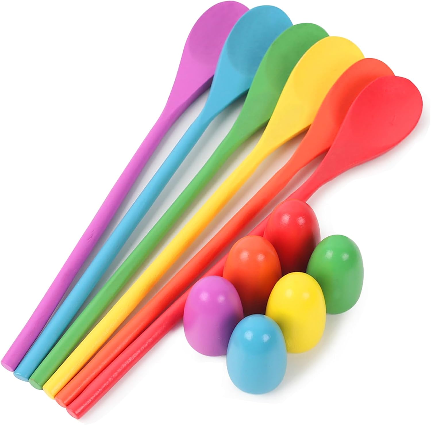 LovesTown 12 PCS Egg Spoon Race Game Sets, Wooden Balance Relay Games for Kids Carnival Birthday Party Outdoor Spring Group Obstacle Course Game Field Day Party Favors