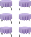 BRILLMAX 6 Pack Lavender 70 Inch Round Tablecloths Fit 30" to 54" Tables (8-20" Drop) - Circle Bulk Linen Polyester Fabric Washable Cloth Cover for Wedding Reception Banquet Birthday Party Buffet