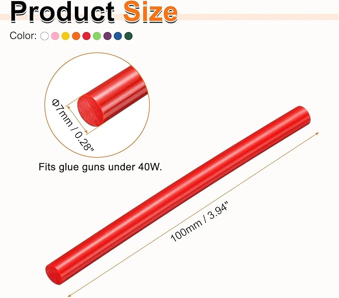HARFINGTON 10pcs Hot Glue Sticks 0.28" Dia x 3.94" Long EVA Mini Hot Melt Adhesive Glue Stick for Hot Melt Gun Wood Plastic Glass Flowers Fabrics Foam, Multicolor