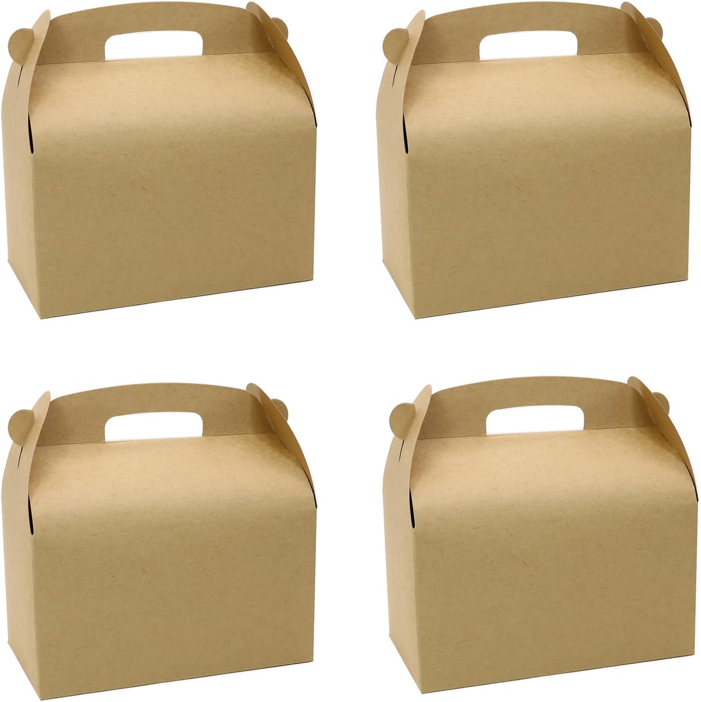 30Pcs 9 Inch Large Gable Gift Boxes, Brown Party Favor Treat Boxes, Lunch Box with Handles for Birthday Babyshower Wedding Activity Picnic