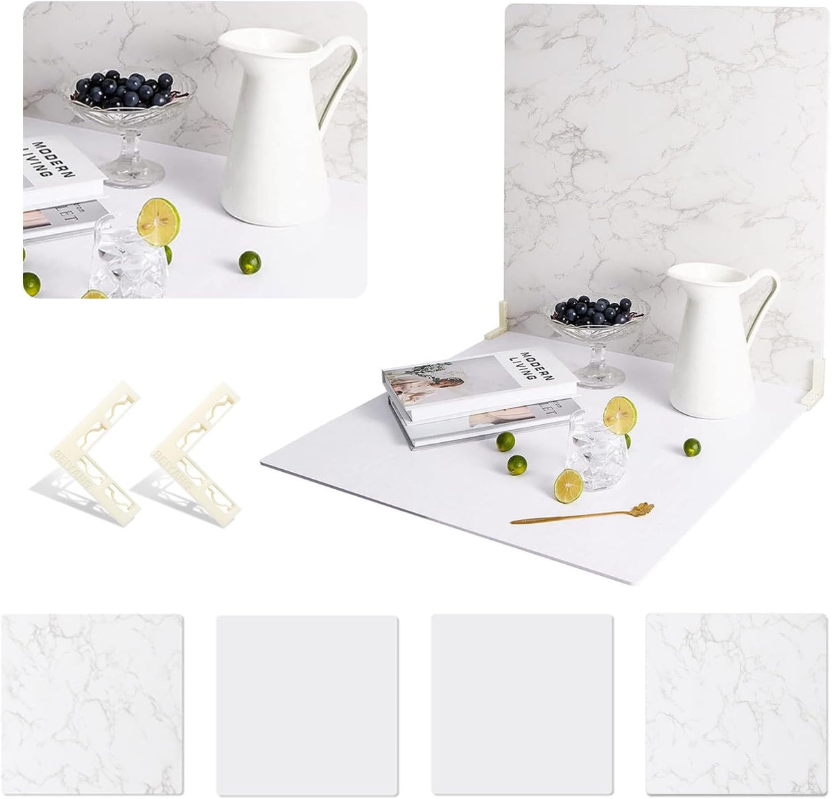 2 PCS Boards Photo Backdrop 2 Marbles Texture for Flat Lay, Food Photography ...