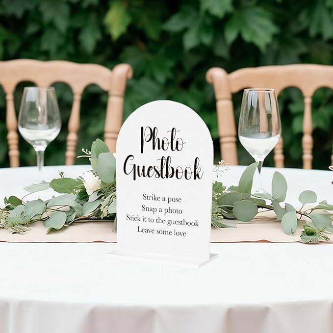 Photo Guest Book Sign for Wedding Acrylic Arch Wedding Bridal Shower Baby Shower Welcome Table Signs for Ceremony and Reception Decor 7 x 5 Inches