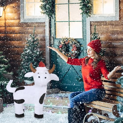 bshine lighted christmas cow decor, pre lit led showing dimensions