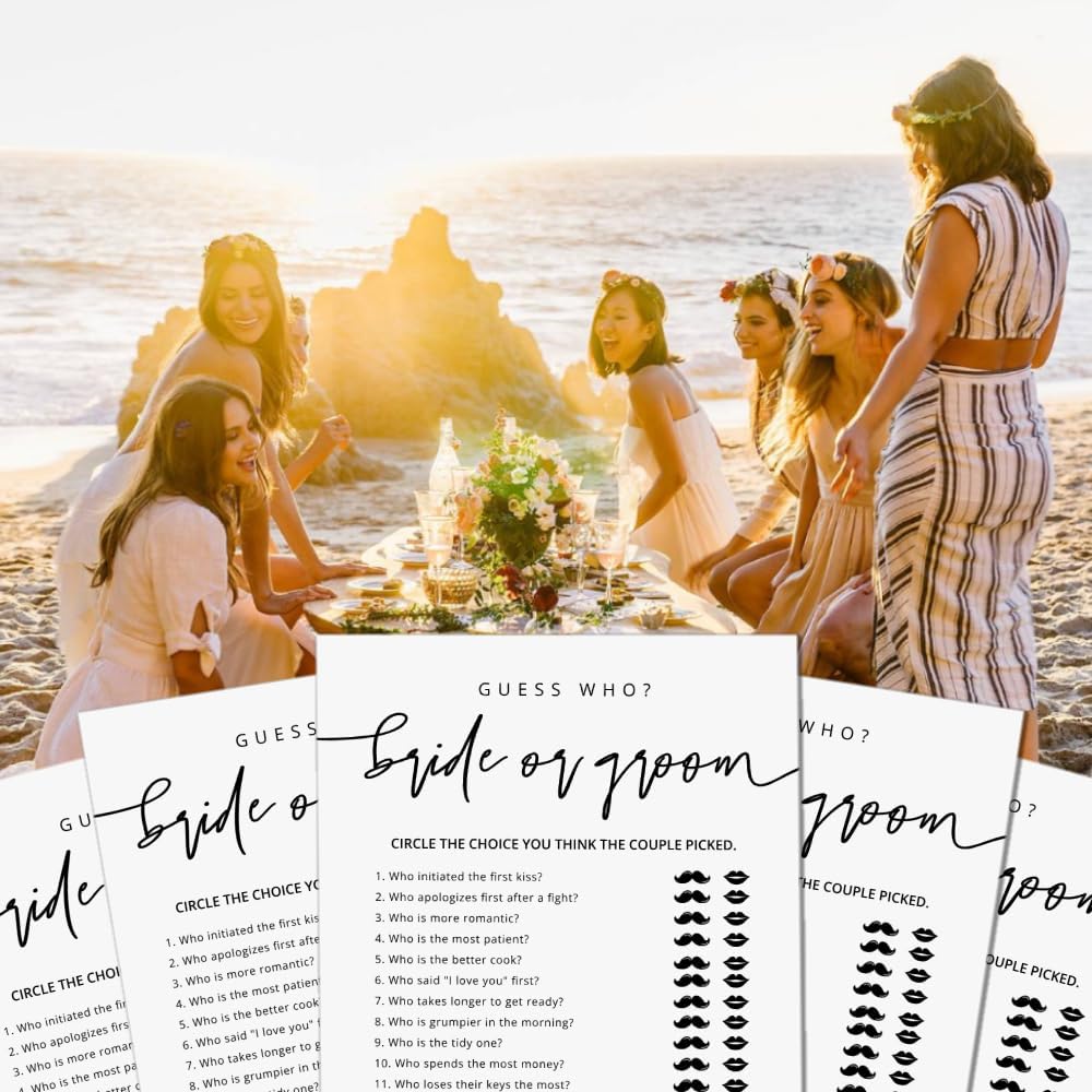 GardenCity Guess Who Bride or Groom?, Bridal Shower Games for 50 Guests, Minimalist