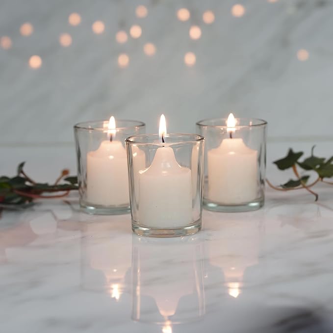 WGV Tea Light Votive Candle Holder 2x2.4, Clear Tiny Utility Cylinder Glass Vase, Small Planter Terrarium for Home Accent Decor, 24 Pieces