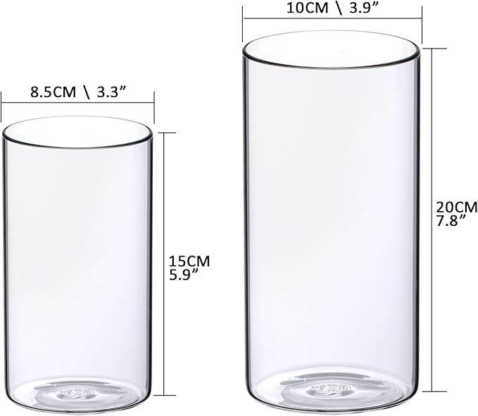 WDHODEC Bud Vases for Flowers 18 PCS, 6" 8" Clear Glass Cylinder Vase Hurricane Candle Holders Floating Pillar Wedding Centerpiece Birthday Party Decoration