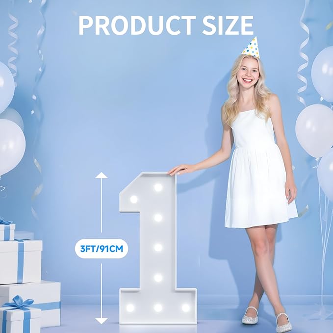 3FT Marquee Numbers 4 for 4th, 40th Birthday Party Decorations, Large Light Up Number 4 Sign for Anniversary Decor, Backdrop, Big Marquee Number, Pre-Cut Foam Board Kit