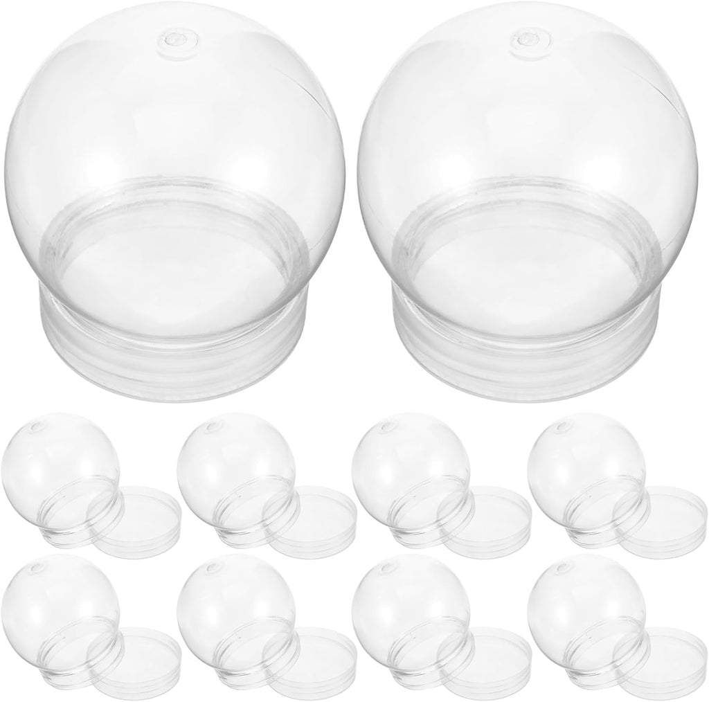 10Pcs Clear Plastic Snow Globe DIY 3 Inch Snow Globes, Clear Plastic Water Globe Water Globe Jar with Screw Off Cap Candy Cookies Jar for DIY Crafts Christmas Plant Flower Moss Landscape
