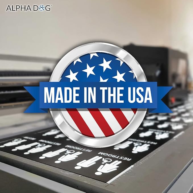 ALPHA DOG ADA SIGNS Custom ADA Compliant Braille Sign, 6"x9" Room Identification Plaque, Tactile Text, Raised Letters, Personalized 4-Line, Indoor/Outdoor, USA-Made (Blue)