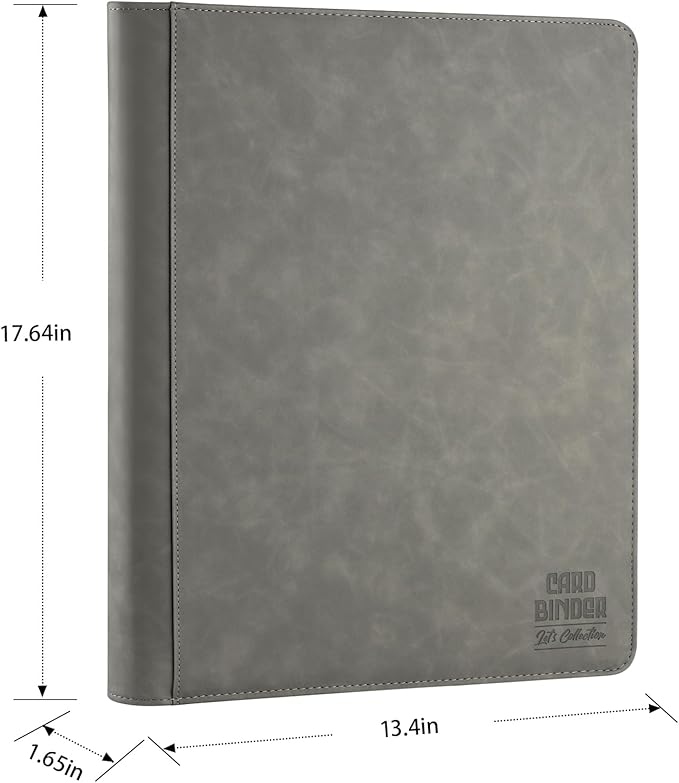 Premium Ringless Trading Card Binder - 1024 Capacity, 16 Side-Loading Pockets per Page, Archival Quality Protection & Anti-Slip Spine for TCG, MTG, Sports Cards (Gray)