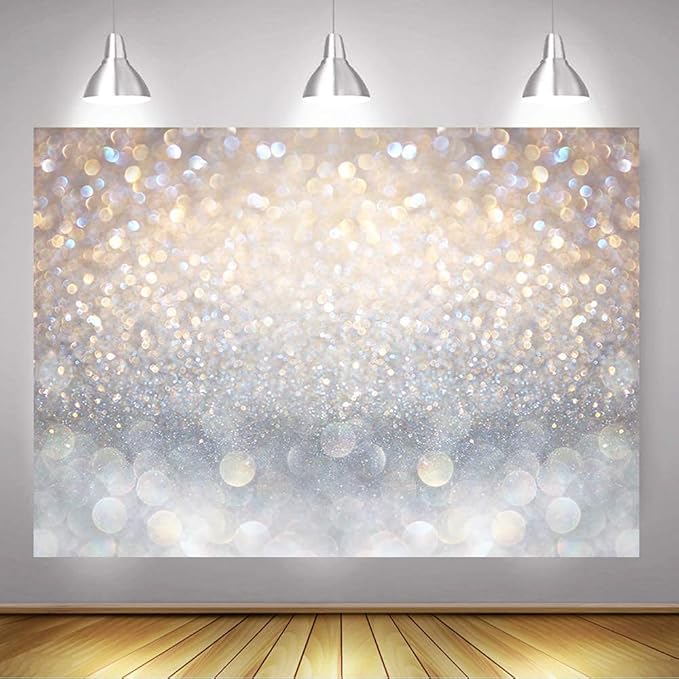Mocsicka 7x5 Bokeh Photography Backdrop Blue Grey Spots Sparkle (No Real Glitter) Background Weeding Baby Shower Birthdat Newborn Baby Portrait Photo Studio Props (7x5ft (82x60 inch))