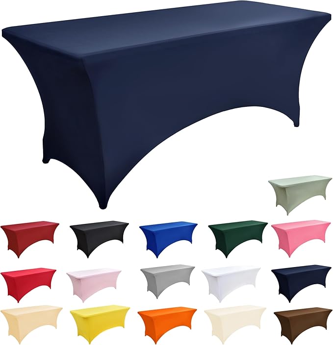2-Pack 4ft Spandex Table Covers for Rectangular Folding Tables - Wrinkle Resistant Stretch Tight Table Cloths - Ultimate Fitted Table Protector for Parties, Banquet, and Wedding