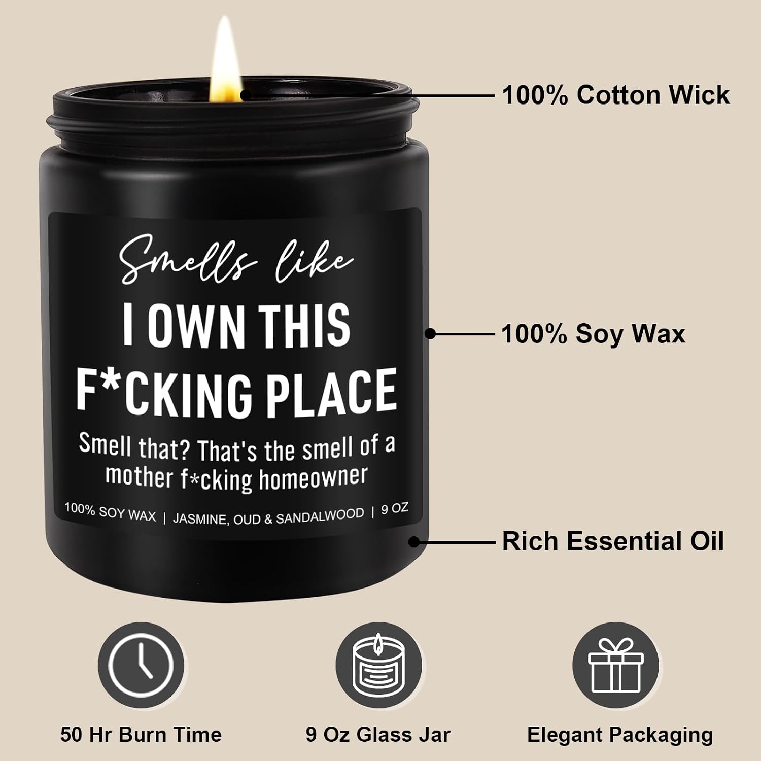 Younift Funny Scented Candle, House Warming Gifts New Home, Housewarming Gifts for Women, Men, Couple, New Homeowner - First Apartment Essentials - Closing Presents for Home Buyers - 9 oz