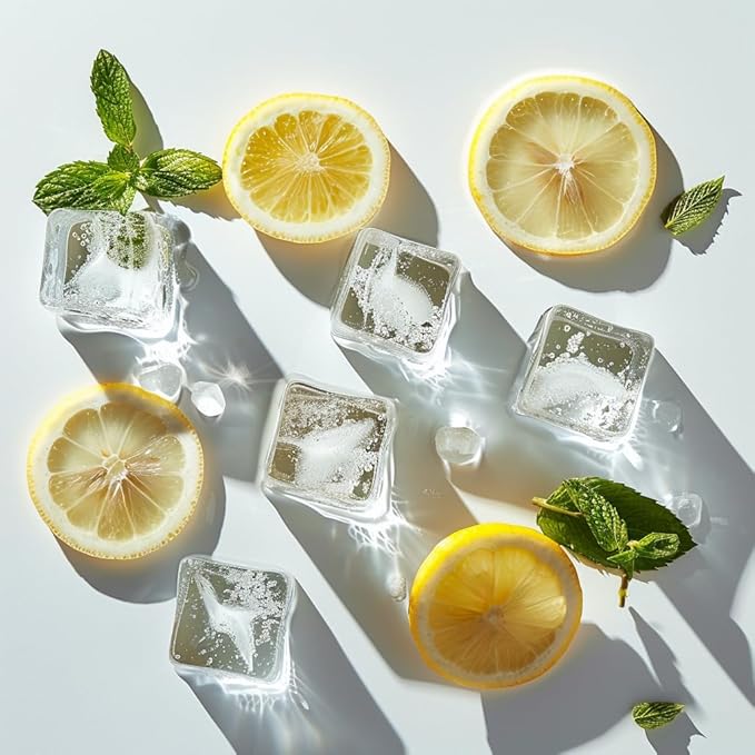 HappyFiller 22 PCS Large Crystal Square Fake Ice Cubes Acrylic Ice Rocks for Table Scatters,Vase Fillers,Party Decor,Graduations,Weddings,Anniversaries,Food Display,Floral,1 Inch
