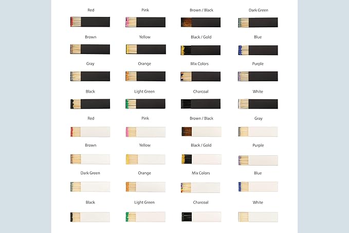 10 Boxes - Customized Matchboxes Colorful Tips (Wedding Design #5, 4" Matchboxes) (2" Matchsticks, Wedding Design #2)