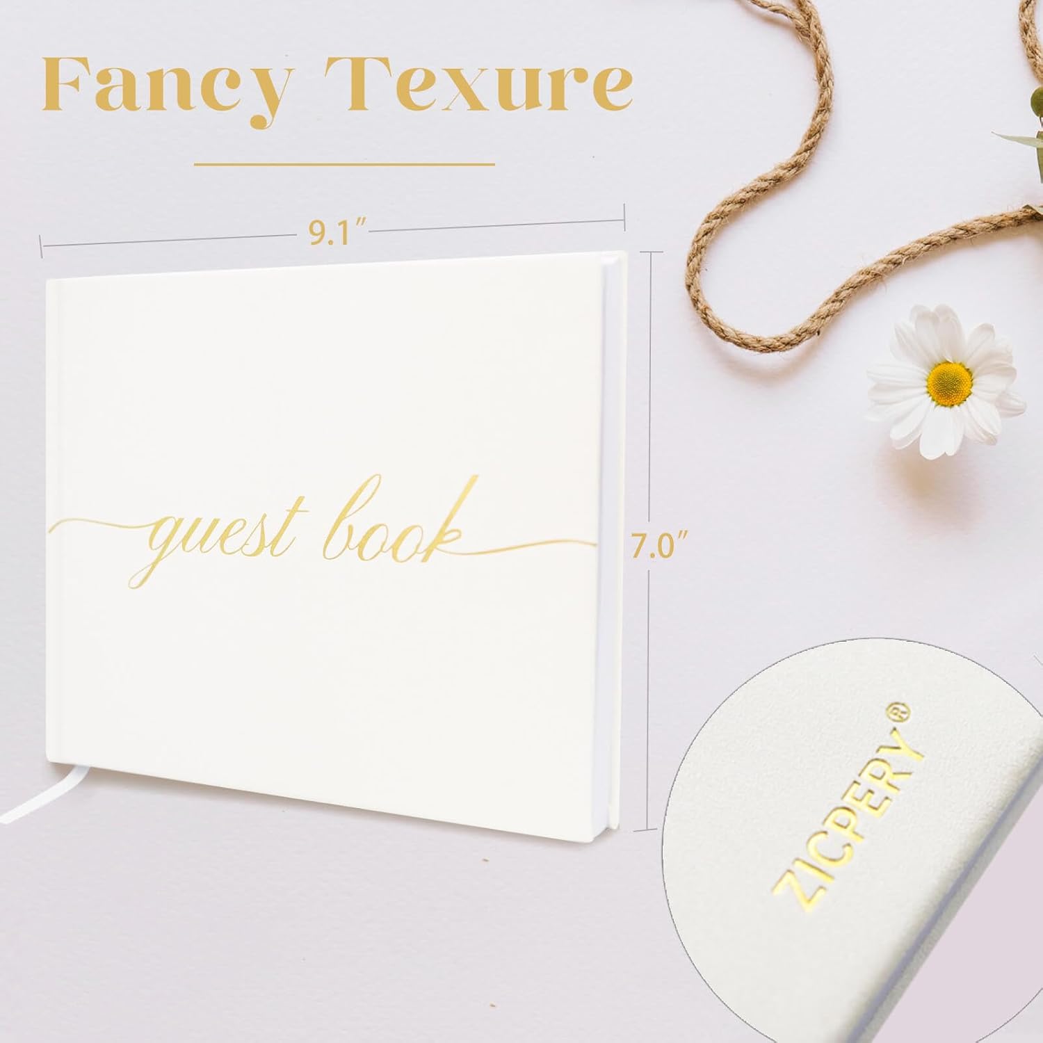 Elegant Wedding Guest Book - Perfect for Wedding Receptions, Baby Showers, Birthdays and Special Events - Polaroid Guest Book with 110 Lined Pages for Sign-in and Photos -Hardcover (White)