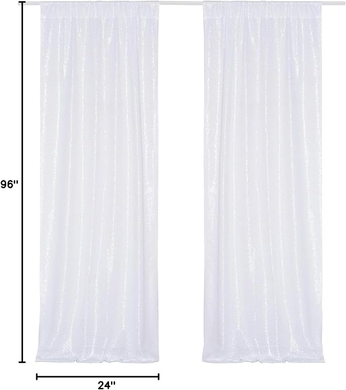 Poise3EHome White Sequin Backdrop Curtains,2 Panels 2FTx8FT Glitter Background for Party Halloween Birthday Party Baby Shower Wedding Christmas Thanksgiving Holiday Festival Decor