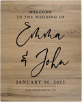 Andaz Press Large Wooden Welcome Sign for Wedding Rustic Welcome Sign 16" x 20" Custom Names Date & Location Script Wedding Signage English Oak MDF Wood Finish Wedding Reception Indoor Outdoor Signs