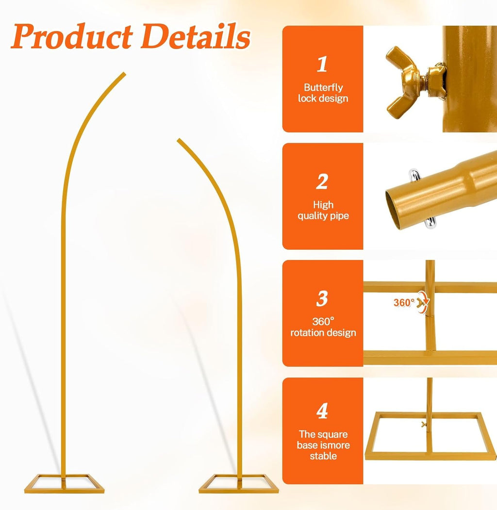balloon arch stand kit, balloon arch stand set showing dimensions