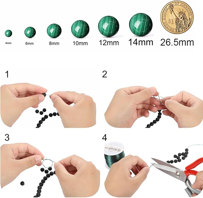 Black Peacock Turquoise Stone Beads Gemstone Round Crystal Energy Jade Beads Stone Beads for Jewelry Making DIY Bracelet Necklace Jewelry Making 1 Strand 15.5inch 45PCS 8MM