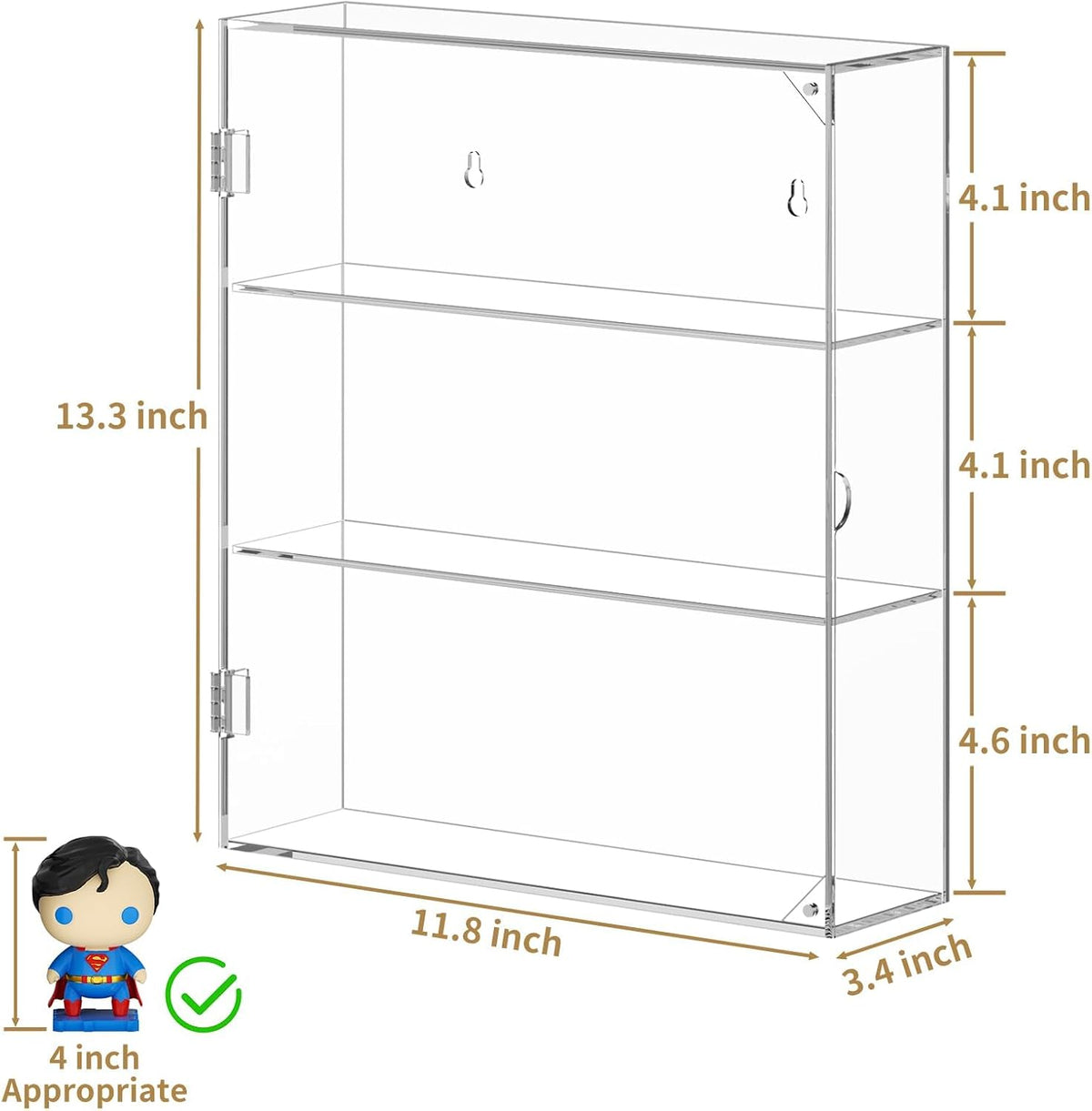 niubee acrylic display case for figures, dustproof clear, side view