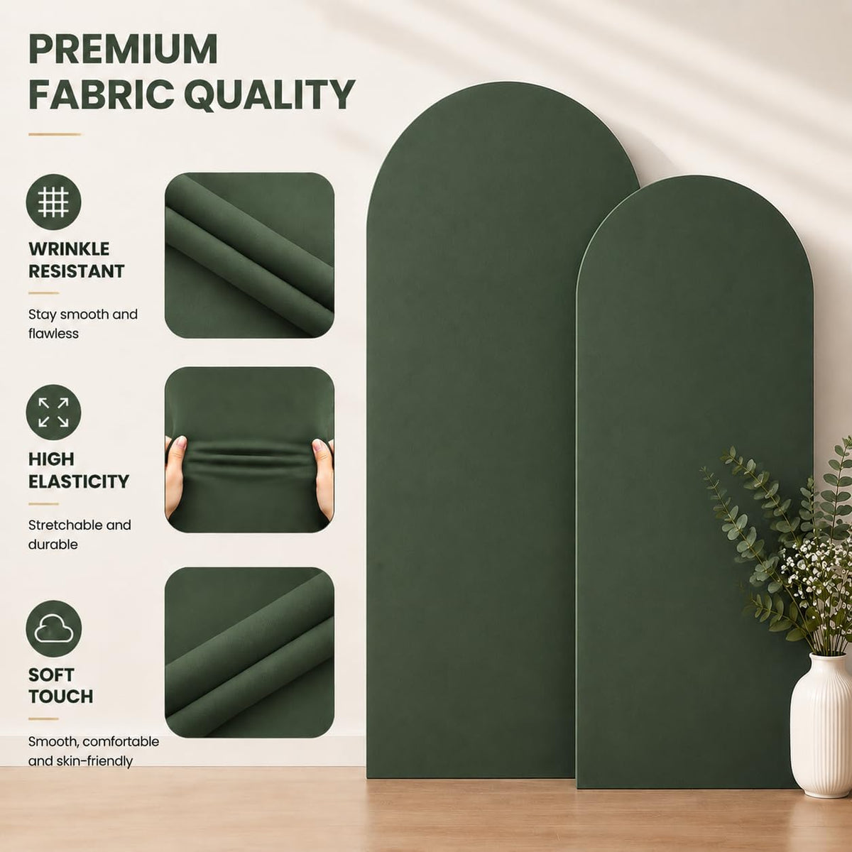hunter green arch cover 7.2 and 6ft spandex on a desk or shelf