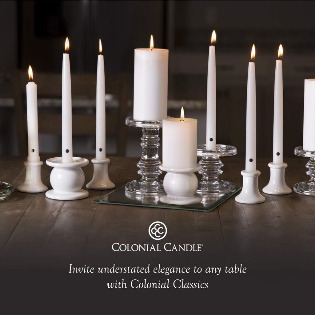 Colonial Candle Unscented Taper Candle, Handipt Collection, White, 12 In, Pack of 12 - Up to 10 Hours Burn