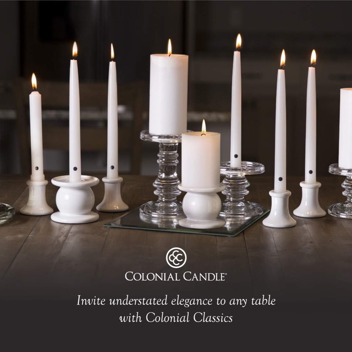 Colonial Candle Unscented Taper Candle, Handipt Collection, White, 12 In, Pack of 12 - Up to 10 Hours Burn