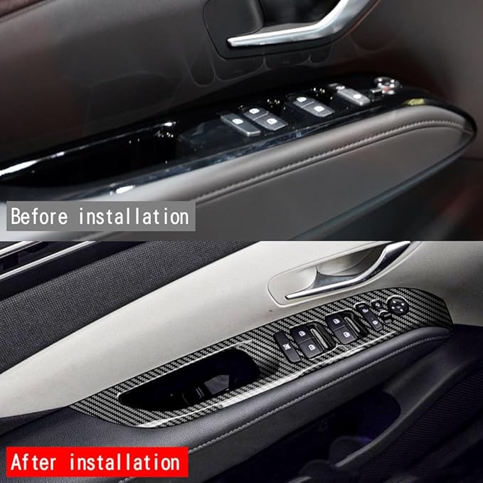 4pcs Carbon Fiber Style Front Rear Doors Window Glass Lift Switch Panel Cover Decorative Sticker Protection Car Interior Accessories for 2022-2024 Hyundai Tucson KT20