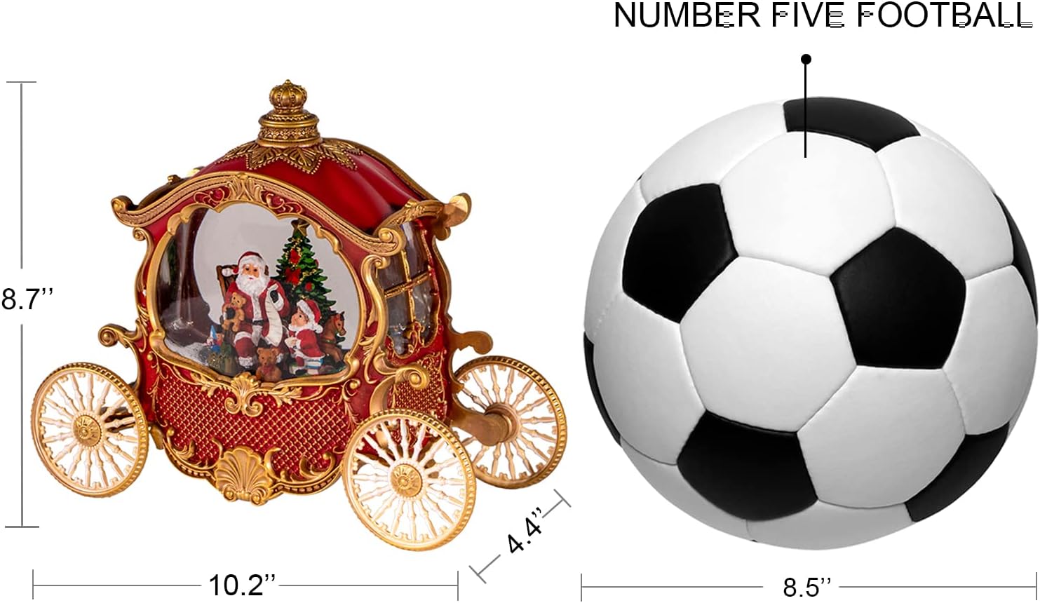 Christmas Snow Globes,Christmas Carriage Snow Globe with 8 Music & Timer, Battery Or USB Cable Powered Operated Glittering for Christmas Table Centerpiece Decoration.Gift- Santa,Christmas Tree