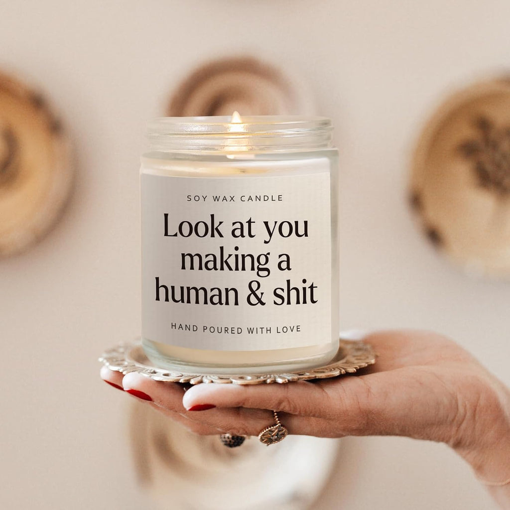 Funny New Mom Gifts, Handmade Scented Lavender Candle for New Mom After Birth, Postpartum Gift for Moms, First Time Moms Mothers Day Gift, Soy Wax Candle, 7 Oz